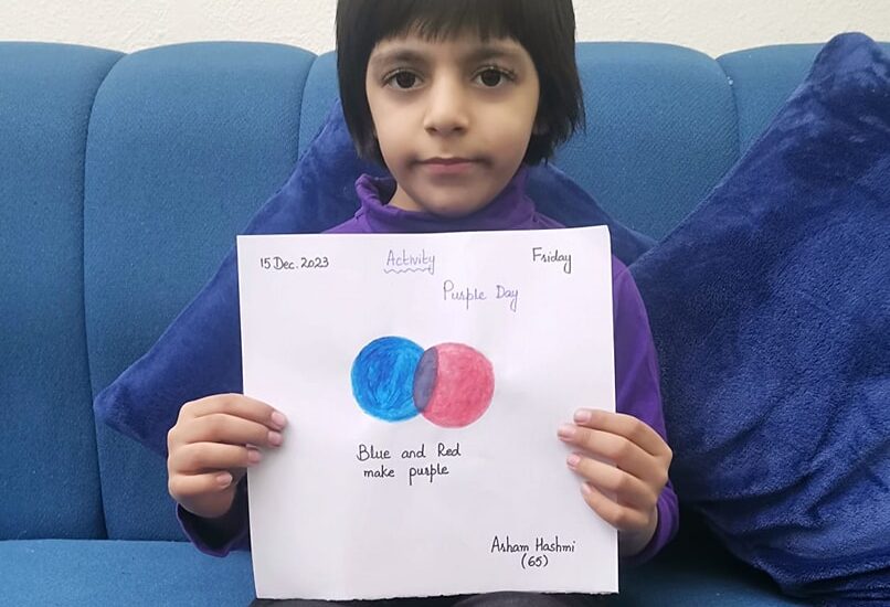 Girl Showing Colour Mixing